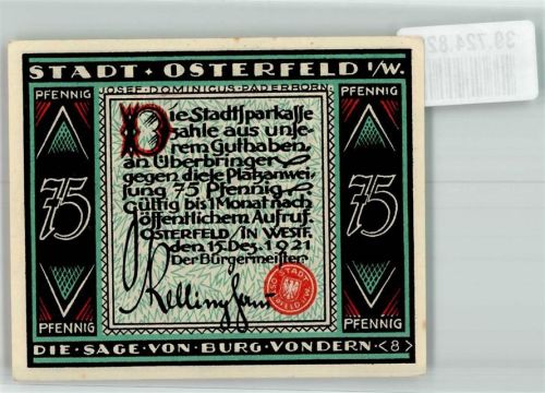 Osterfeld 1921 75 Pfennig Die Sage von Burg Vondern 8