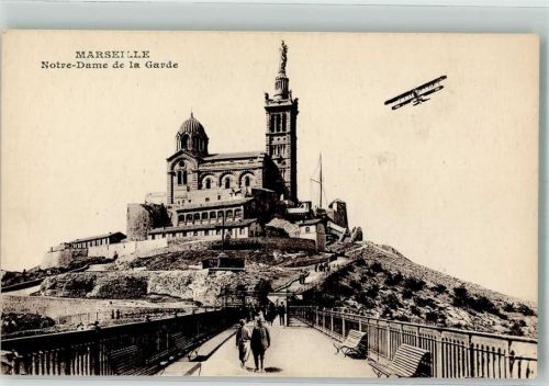 Marseille 1920 Notre-Dame de la Garde Flugzeug Doppeldecker