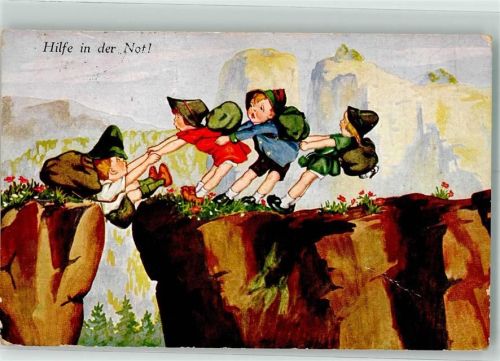 1932 Kinder beim Bergwandern Hilfe in der Not Verlag SW + SB 9662