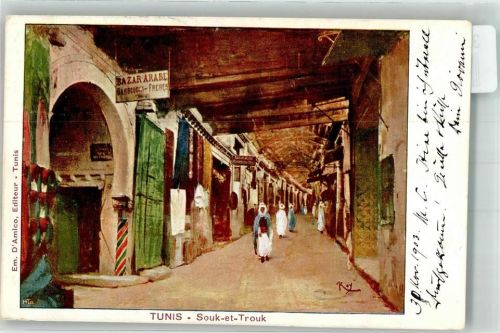 Tunis 1903 sign. Roy Souk-et-Trouk Tracht Geschäft