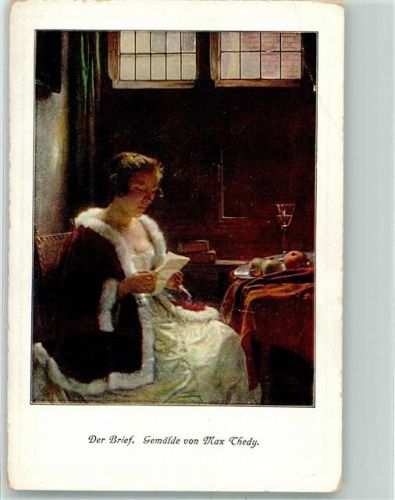 1910 sign. Thedy, Max Junge Frau liest in einen Brief Künstlerkarte