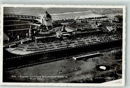 Ostende Oostende 1938 Foto AK Fliegeraufnahme Rennstrecke und der Eingang zum königlichen Palast