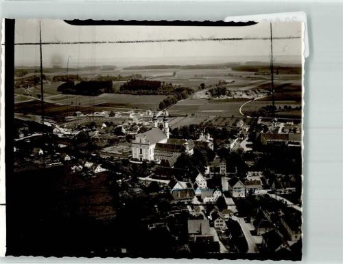 Rot Fliegeraufnahme des Ortes mit der Reichsabtei Foto Original aus Archiv eines Ansichtskartenverlags Ort lt. Recherche Farbstriche im Bild