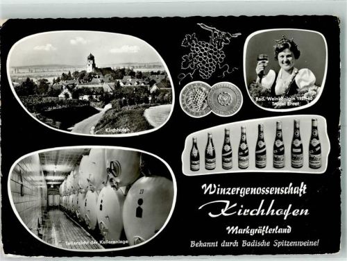 Kirchhofen 1963 Winzergenossenschaft Wein Weinkönigin Trudel Eret 1959foto AK