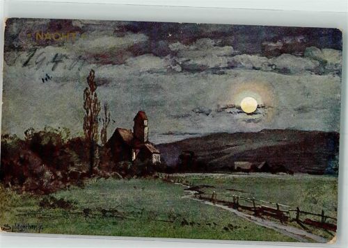 1905 Nacht Mondschein Landschaft HSM Tageszeiten