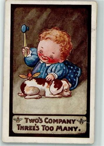 1919 Humor Hund Kind : Twos Company Threes too many