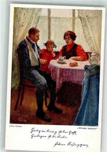 1914 Wieder daheim sign. Klaber , Julius Spende für das österr. Silberne Kreuz