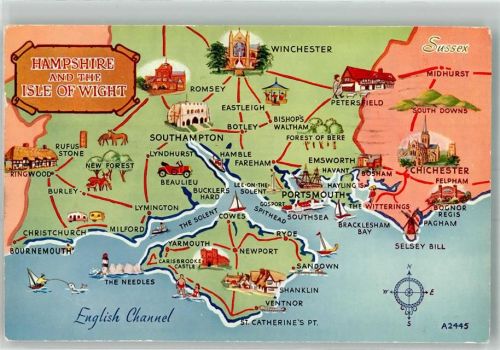 Southampton 1962 Landkarte Hampshire Isle of Wight