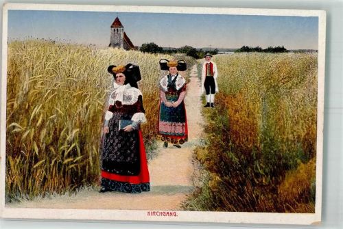Frauen Kirchgang Deutsche Kunst Serie V Nr.19 Trachten Schaumburg-Lippe Künstlerkarte