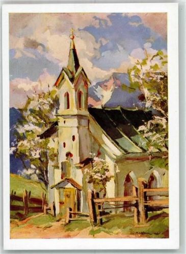 sign. Weindl Karl Bergkapelle in den bayerischen Bergen Verlag Heckmair Nr.85