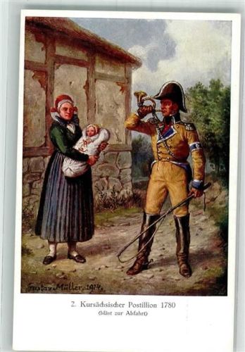 sign. Müller Gustav Kursächsischer Postillion 1780 Frau Baby Horn Bild Nr.2