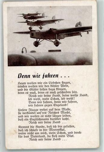 Text des Liedes Denn wir fahren gegen Engeland! Dornier Do 23 Verlag Robert Franke