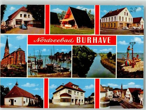 Burhave Kirche Rathaus Schwimmbad Hafen Gasthaus Pension