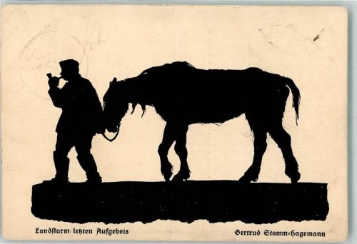 sign. Stamm Hagemann Gertrud Pferd Pfeife Landsturm letztes Aufgebots