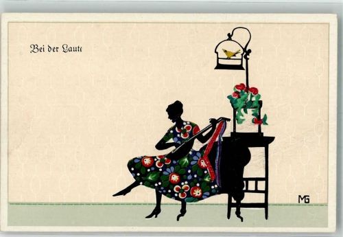 Frau bei der Laute Fasto Silhouetten 229