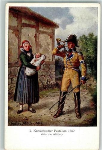 sign. Müller Gustav Kursächsischer Postillion 1780 Frau Baby Bild 2