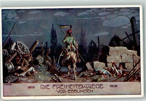 Esslingen sign. Kutzer, Ernst Vor Esslingen Artillerie Kavallerie Ostmark Bund deutscher Österreicher Nr. 65