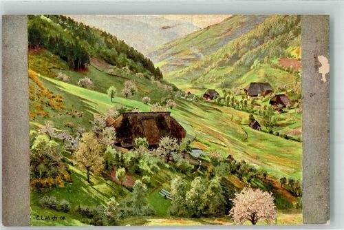 Wolfach 1908 Frühling in den Schwarzwaldbergen Künstlerkarte des Volkskunstverlages Serie 11/161