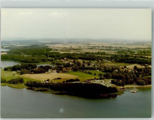 Bosau Fliegeraufnahme des Campingplatzes am Großen Plöner See Foto Original aus Archiv eines Ansichtskartenverlags Ort handschriftlich