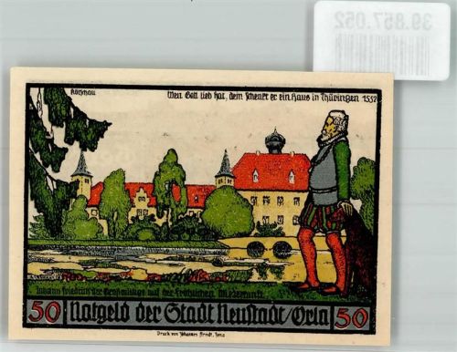 Neustadt 1921 Gutschein über 50 Pfennig Neustadt um 1650 Tucher Gerber