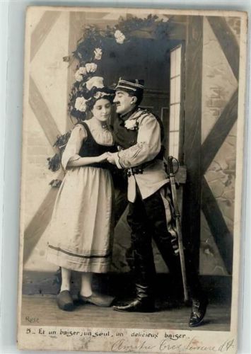 1904 Frau Paar Soldat Rosen Spruch