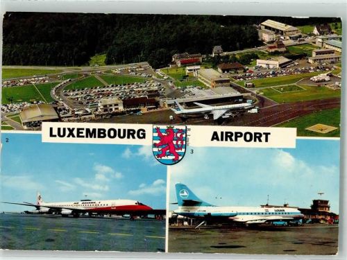 Luxembourg Fliegeraufnahme des Flughafens Jets von Air Bahama und Luxair