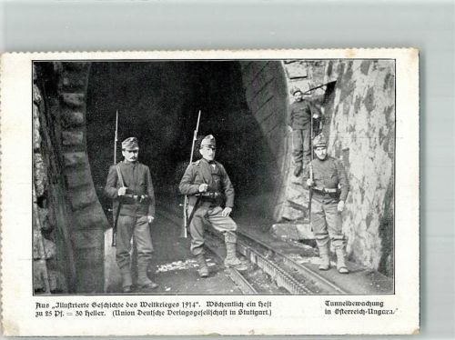 1914 Landser in Uniform beim Bewachen eines Eisenbahntunnels aus Kränzchen Illustrierte Mädchenzeitschrift
