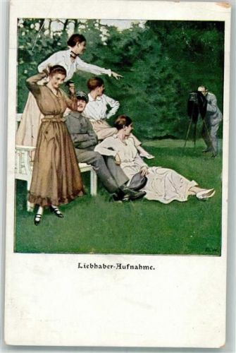 Frauen Soldat Liebhaber Aufnahme sign. E.W. Verlag der lustigen Blätter Serie VI Nr.8
