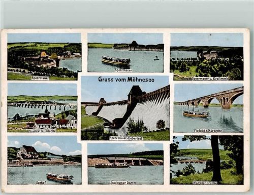 59519 W4773 Körbecke , Möhnesee - Sperrmauer Kraftwerk Seehof Stockumer Damm Wameler Brücke Viadukt