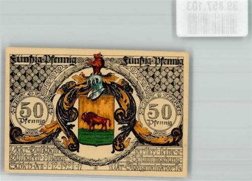Schleiz 1921 Gutschein über 50 Pfennig Portrait von Johann Friedrich Böttger