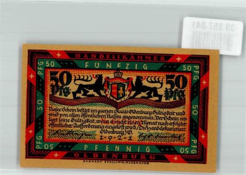 Oldenburg 1921 50 Pfennig Bauer mit Pferden
