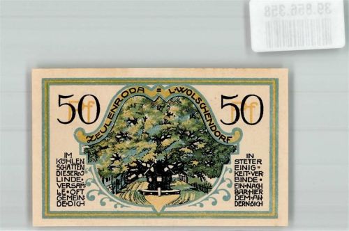Zeulenroda 1921 50 Pfennig Linde von Wolschendorf