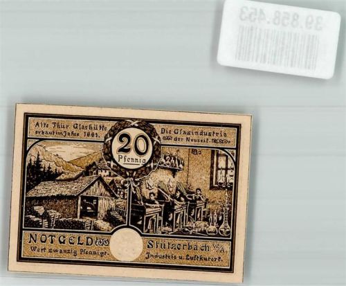 Stützerbach 1921 20 Pfennig Die Glasindustrie