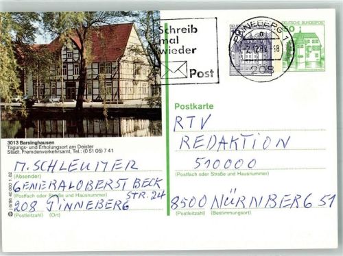 30890 W3013 Barsinghausen 1982 Ganzsache