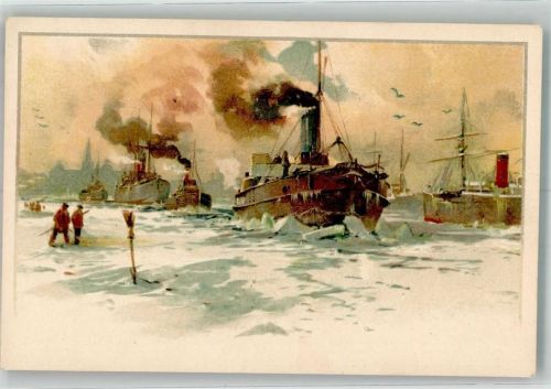 1906 - 1912 Eisbrecher Schlepper Dampfer Elbe zugefroren Rare AK