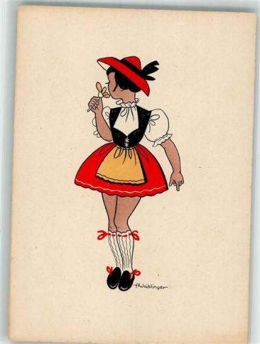 sign. Waiblinger Junge Frau im knappen Trachtenkleid