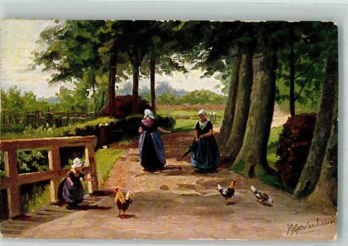1911 Hahn Huhn Kind Frauen