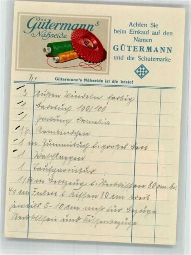 Gutach Gütermann's Nähseide Bestellzettel KEINE AK