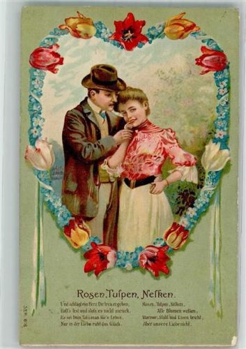 Frau Paar Rosen Tulpen Nelken