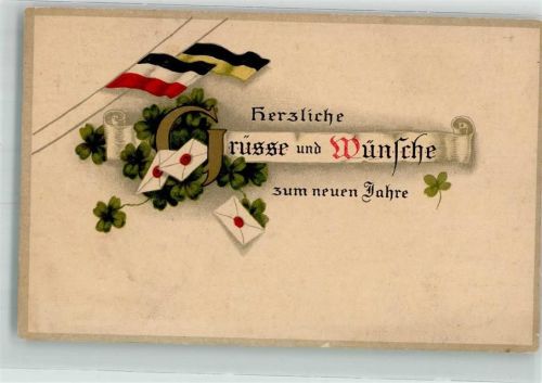 1916 Fahnen Neujahr Briefe Glücksklee