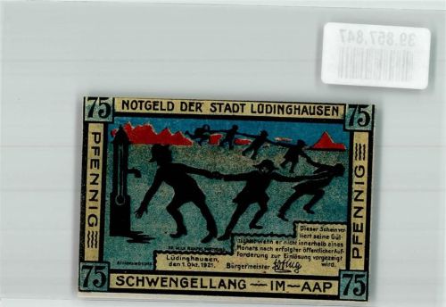 Lüdinghausen 1921 Gutschein über 25 Pfennig