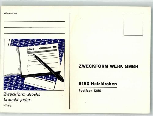 Holzkirchen Bestellkarte der Firma Zweckform Werk