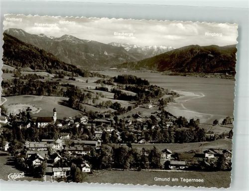 Gmund Fliegeraufnahme vom Ort mit der Pfarrkirche St. Ägidius Wallberg Risserkogel Setzberg Blauberge und Ringberg