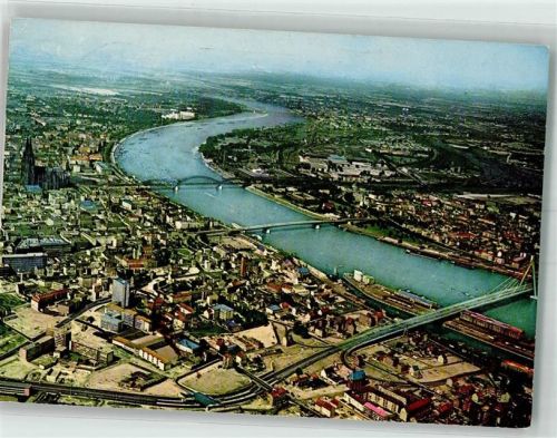 Köln Altstadt-Süd 101 Fliegeraufnahme der Nachkriegs-Innenstadt mit Dom und Rhein 1960