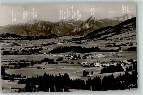Oy 1956 Schwimmbad Blick von der Gerhalde Ort lt. Stempel