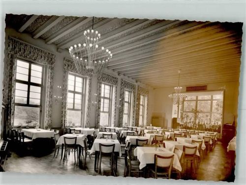 Kirchhellen Gasthaus Forsthaus Specht Gastraum Kronleuchter Saal Ort handschriftlich Foto Original aus Archiv eines Ansichtskartenverlags