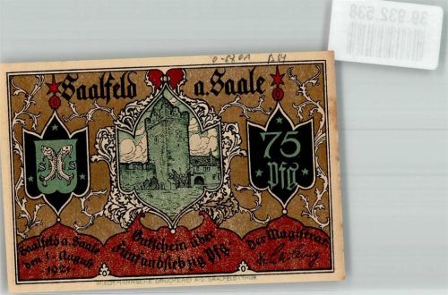 Saalfeld 1921 Fünfundsiebzig Pfennig