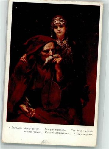 1914 Blinder Geiger Frau Oriental sign. Cermak J. Verlag Minerva Nr.1072