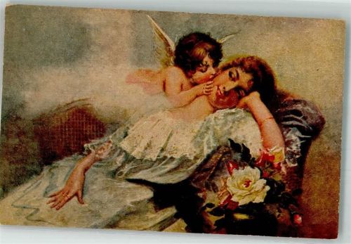 Meinst du wirklich? Amor flüstert junger Frau ins Ohr Nr. 1107
