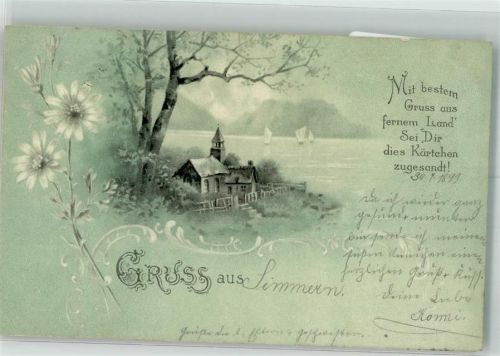 Simmern 1899 Ort lt. Stempel Kirche See Blumen